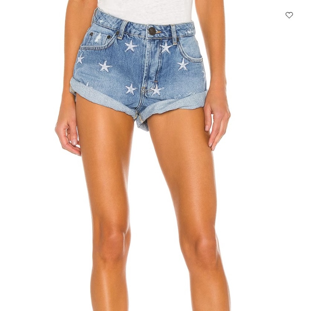 One Teaspoon Bandits Mid Waist Denim Short Pacific Star size 25